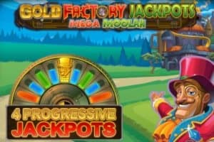 Gold Factory Jackpots Mega Moolah slot game by Aurum Signature Studios