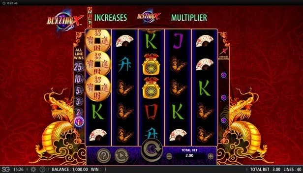 Blazing X slot game by Bally