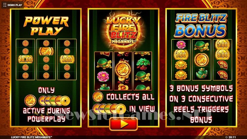 Lucky Fire Blitz Megaways slot game by Blueprint Gaming