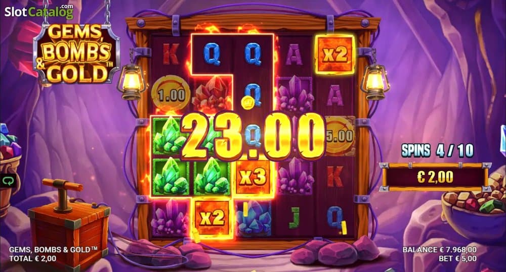 Gems, Bombs & Gold slot game by Just For The Win
