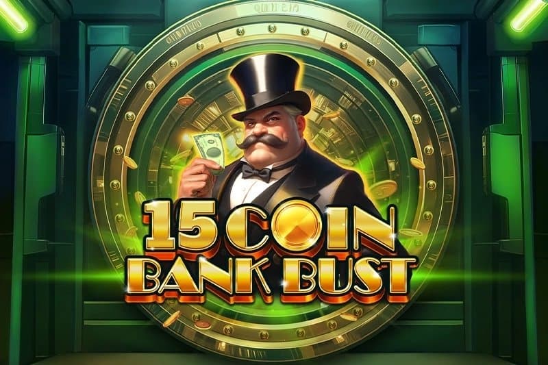 15 Coin Bank Bust slot game by Qora Games