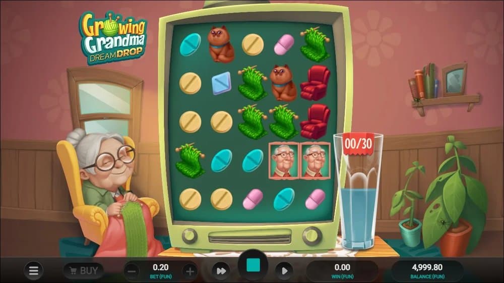 Growing Grandma Dream Drop slot game by Relax Gaming