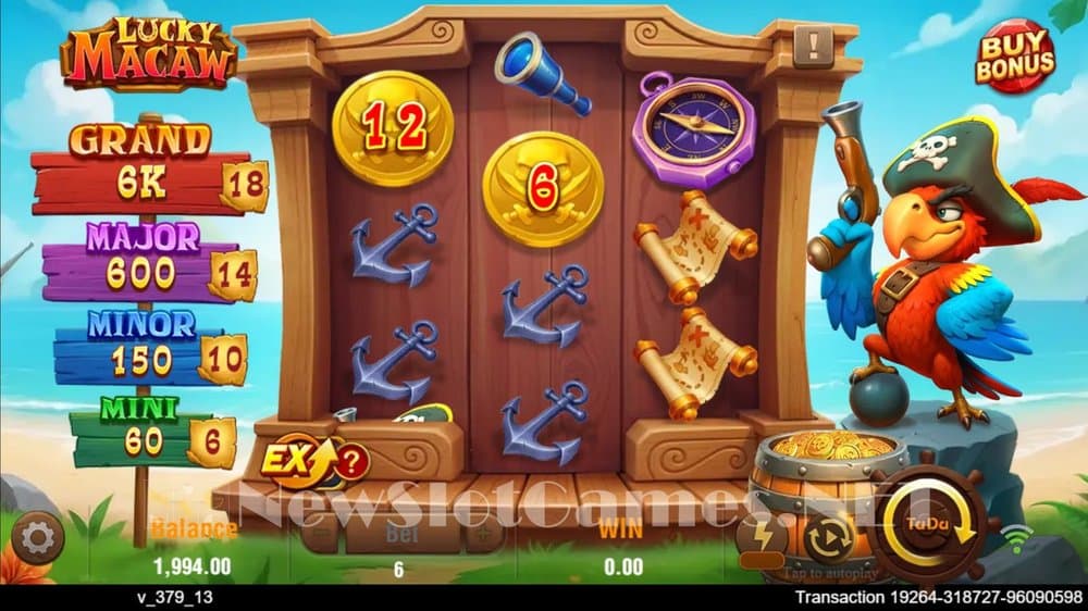 Lucky Macaw slot game by TaDa Gaming