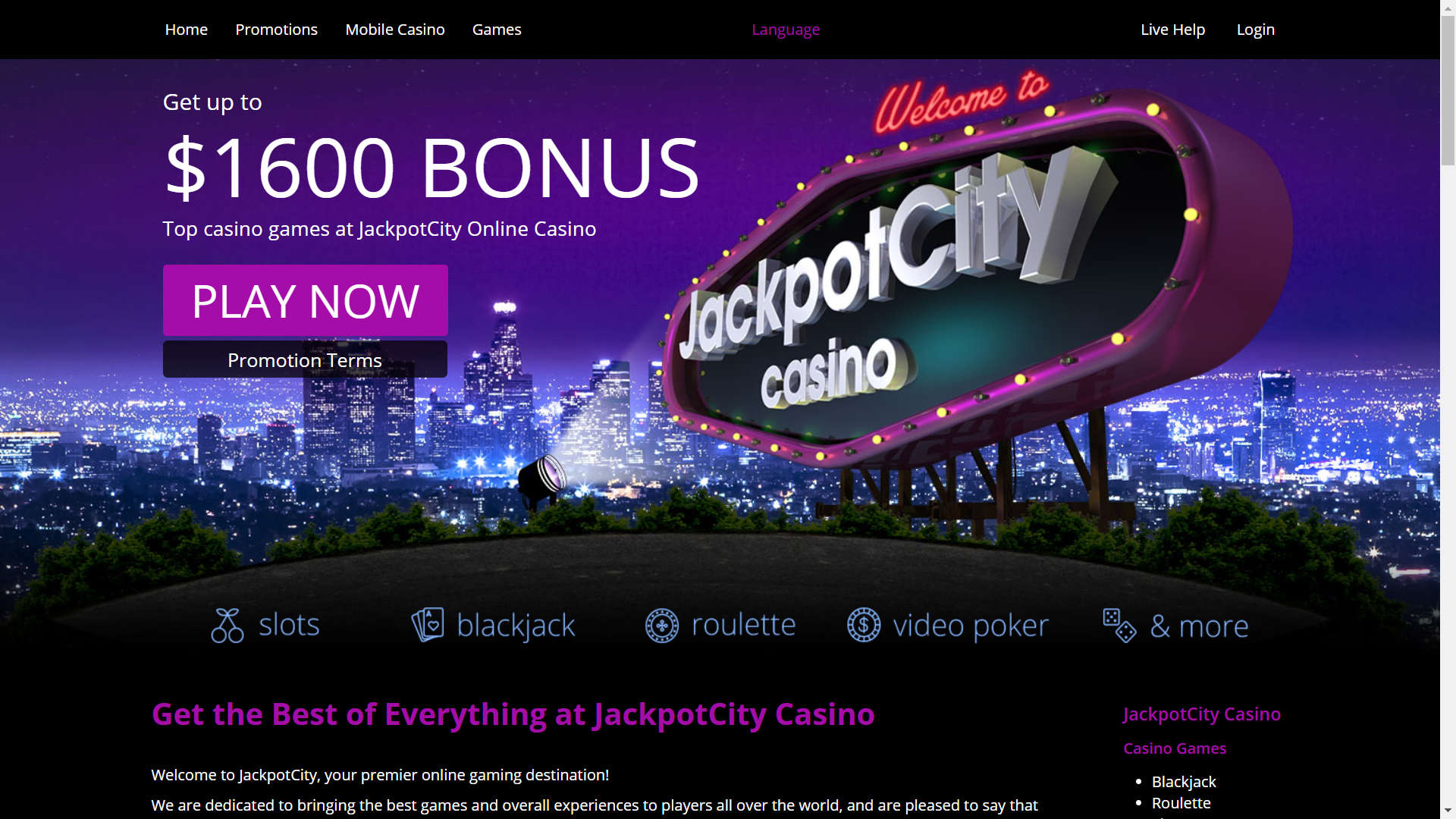 Jackpot City Casino screenshot