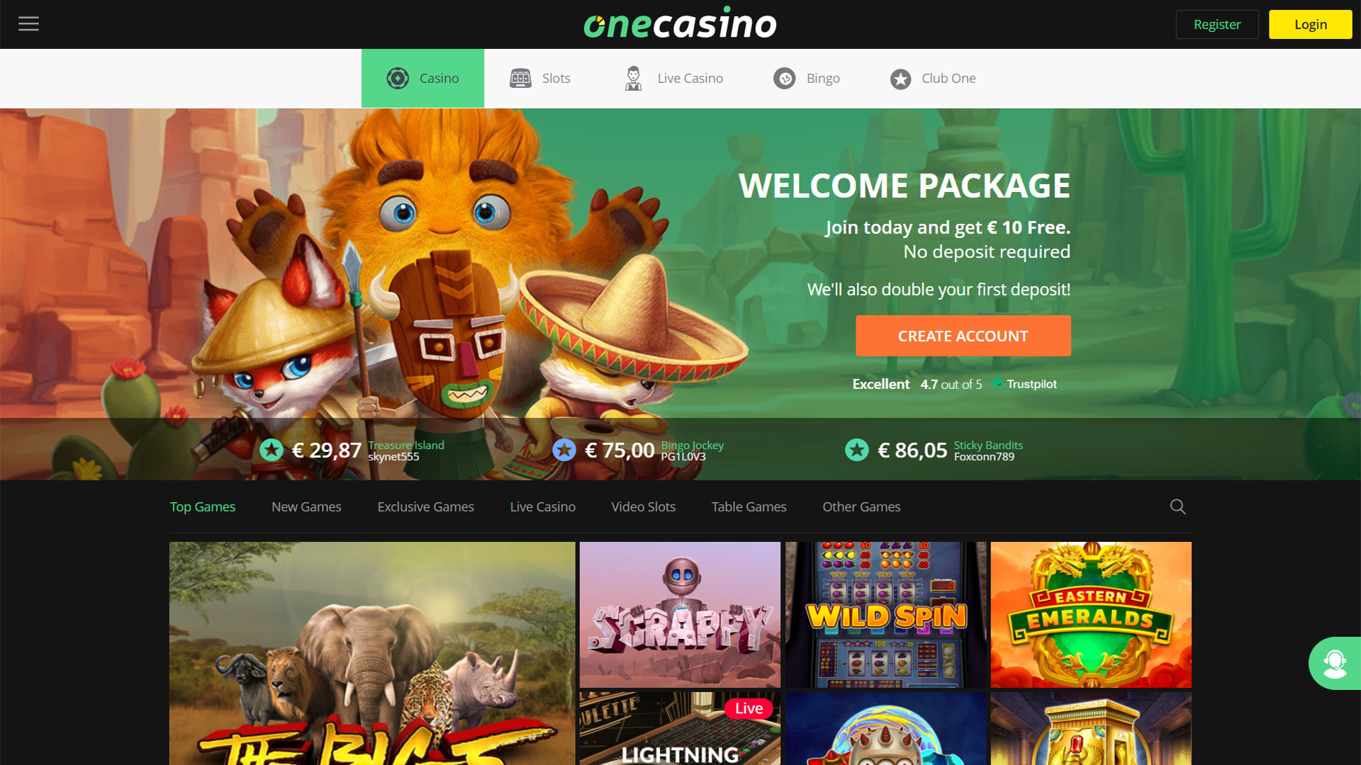 One Casino screenshot