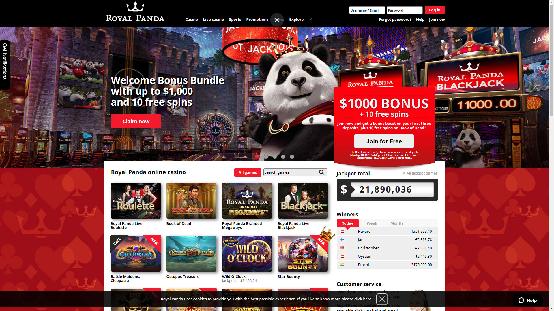 Royal Panda Casino screenshot
